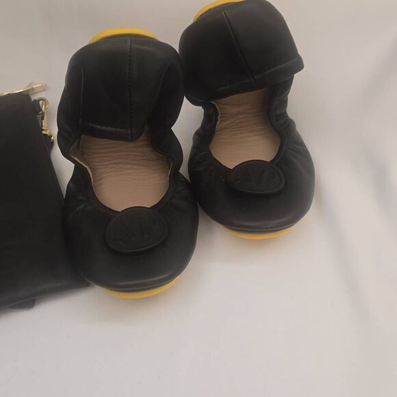 April Parker-Perfect Flat Ballet Shoes 9- Blk Leather Foldable Sole & Travel Bag - Picture 2 of 13